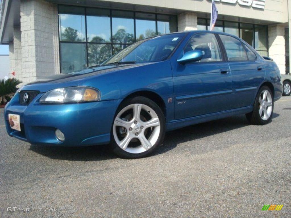 2003 Sentra SE-R - Vibrant Blue Metallic / Stone Gray photo #2