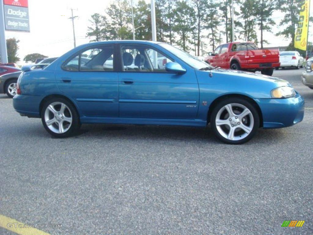 2003 Sentra SE-R - Vibrant Blue Metallic / Stone Gray photo #8