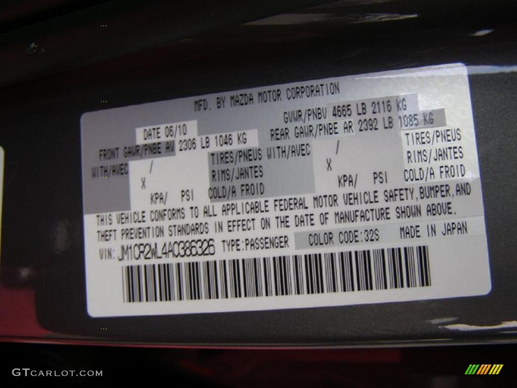 2010 MAZDA5 Color Code 32S for Galaxy Gray Mica Photo #39410213