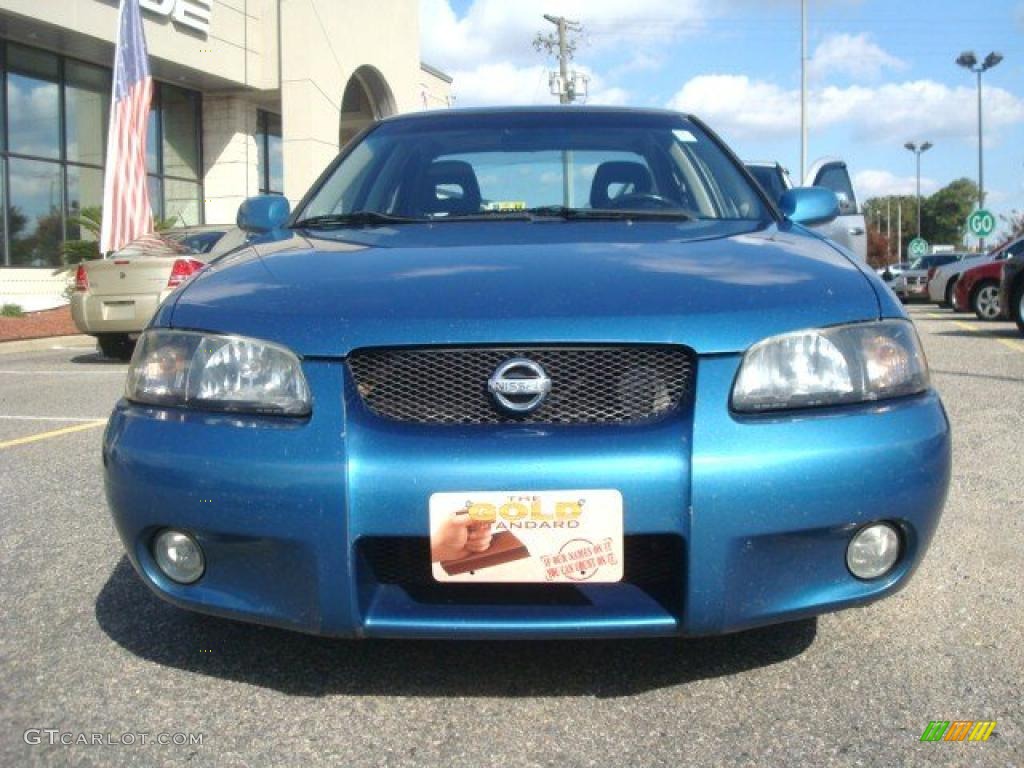2003 Sentra SE-R - Vibrant Blue Metallic / Stone Gray photo #10