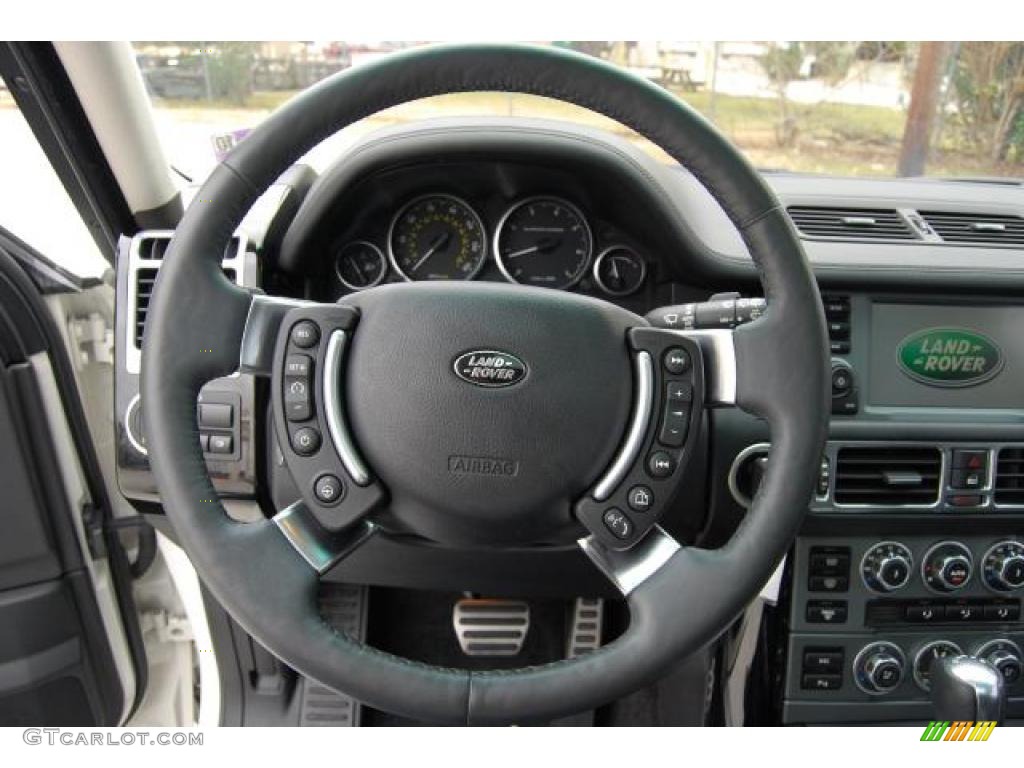 2009 Land Rover Range Rover Supercharged Jet Black/Jet Black Steering Wheel Photo #39410501