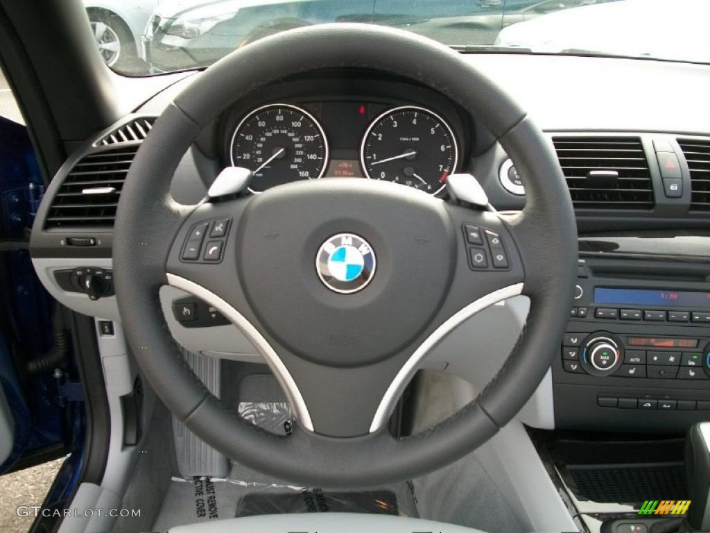 2010 BMW 1 Series 128i Convertible Taupe Steering Wheel Photo #39410653