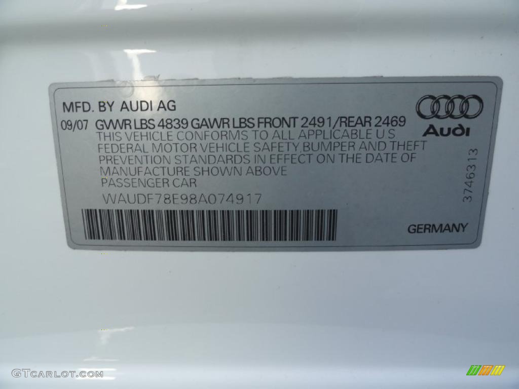 2008 A4 2.0T quattro S-Line Sedan - Ibis White / Black photo #15