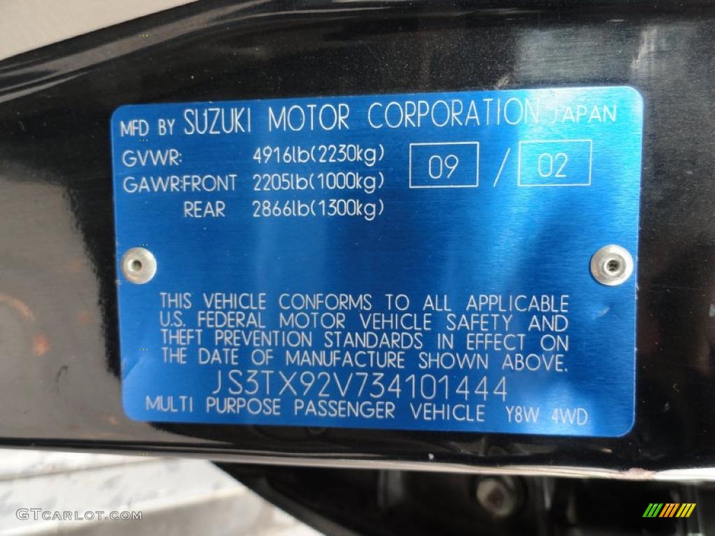 2003 Suzuki XL7 Touring 4x4 Info Tag Photo #39417805