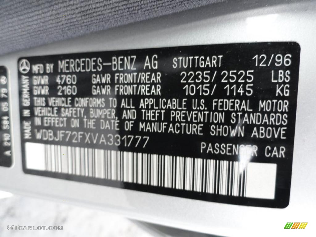 1997 Mercedes-Benz E 420 Sedan Info Tag Photos