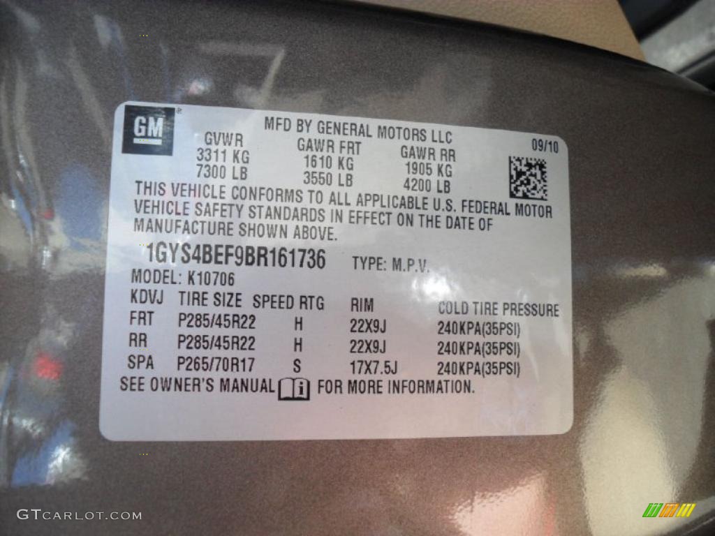 2011 Cadillac SRX FWD Info Tag Photo #39422162