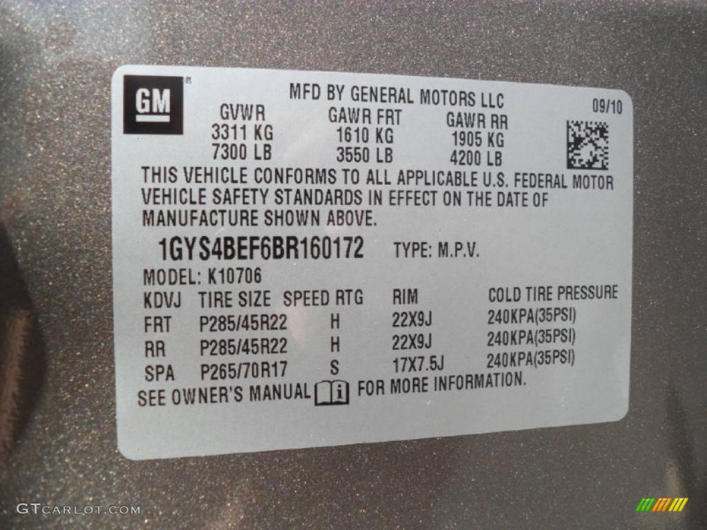 2011 Cadillac Escalade Luxury AWD Info Tag Photo #39423518