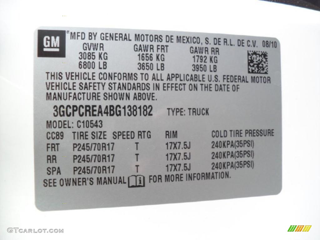 2011 Chevrolet Silverado 1500 LS Crew Cab Info Tag Photo #39428034