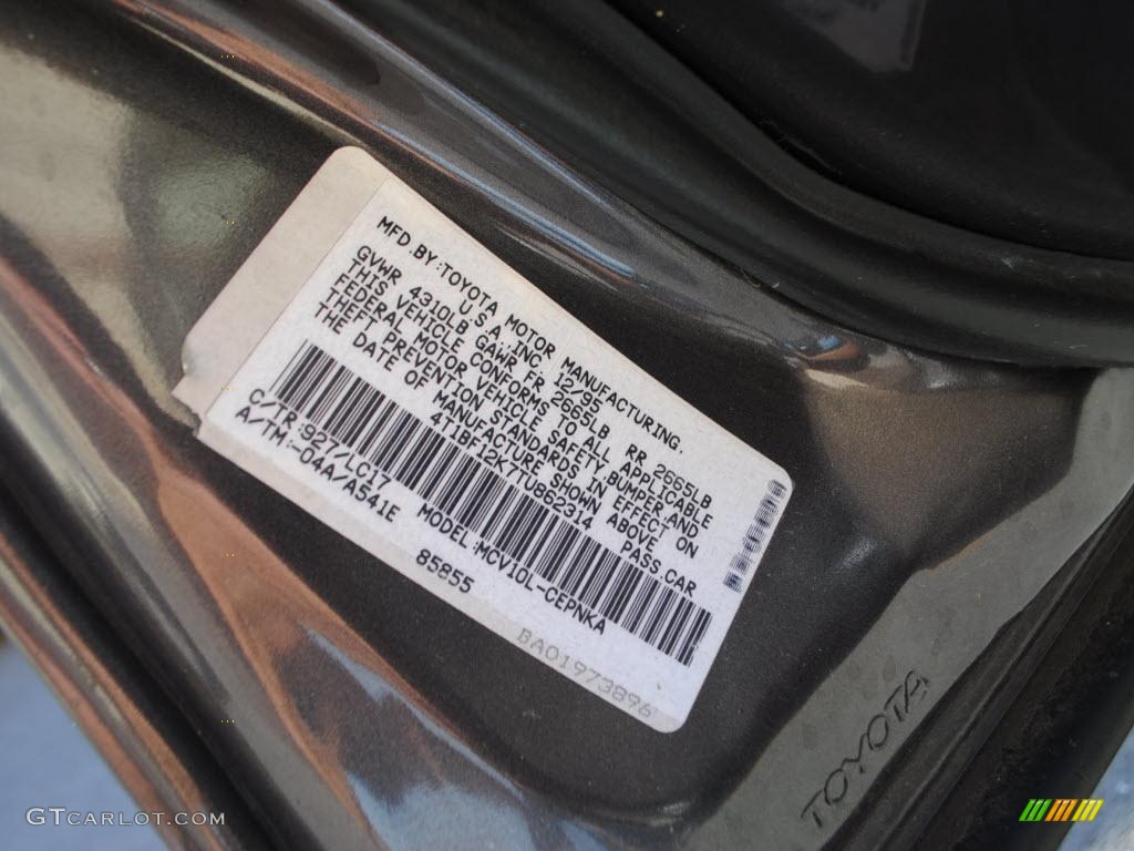 1996 Toyota Camry LE V6 Sedan Color Code Photos