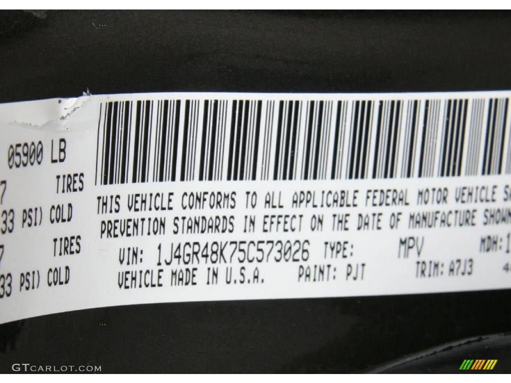2005 Grand Cherokee Color Code PJT for Dark Khaki Pearl Photo #39429230
