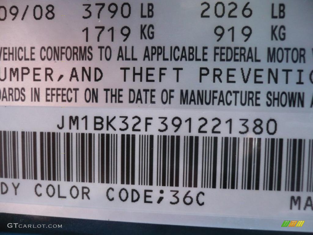 2009 MAZDA3 Color Code 36C for Metropolitan Gray Mica Photo #39429678