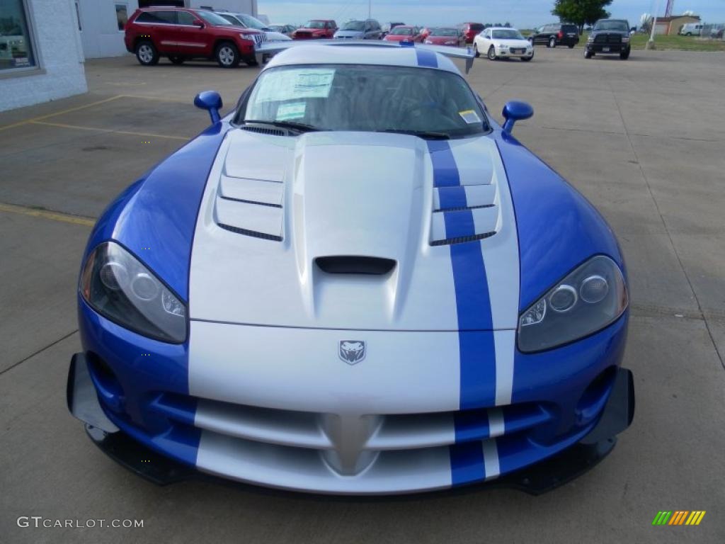 Viper GTS Blue/Silver 2010 Dodge Viper ACR Roanoke Dodge Edition Coupe Exterior Photo #39439790