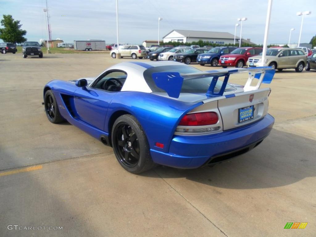 Viper GTS Blue/Silver 2010 Dodge Viper ACR Roanoke Dodge Edition Coupe Exterior Photo #39439922