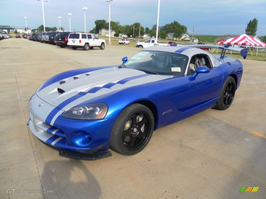 Viper GTS Blue/Silver 2010 Dodge Viper ACR Roanoke Dodge Edition Coupe Exterior Photo #39440402