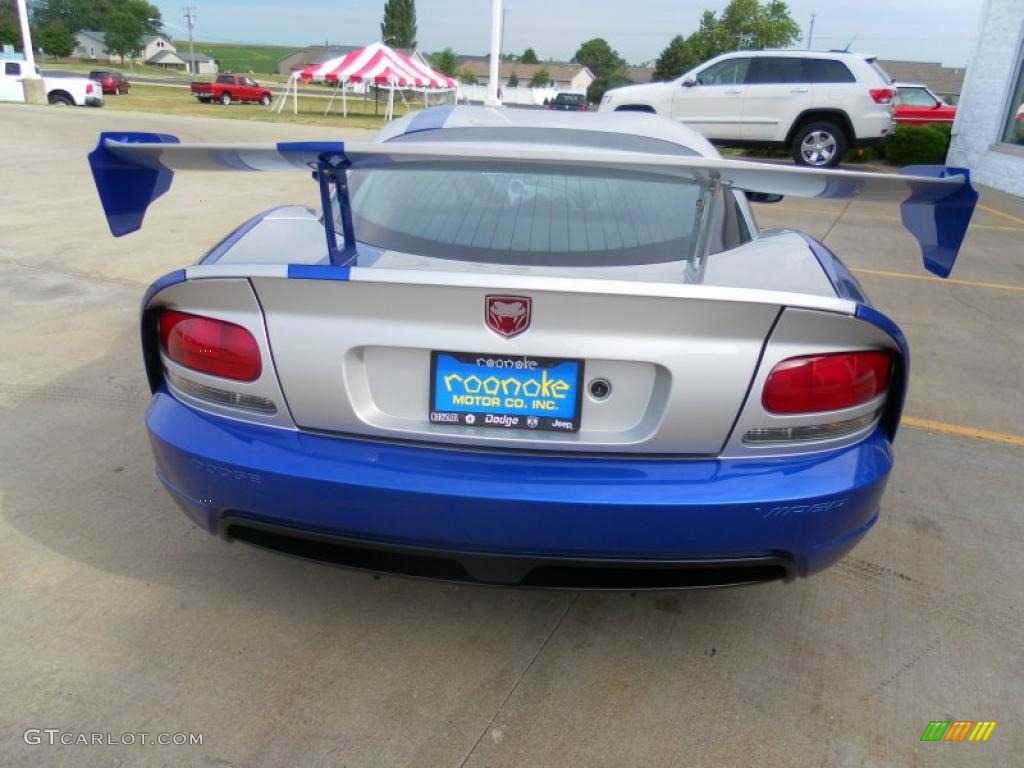 Viper GTS Blue/Silver 2010 Dodge Viper ACR Roanoke Dodge Edition Coupe Exterior Photo #39440662