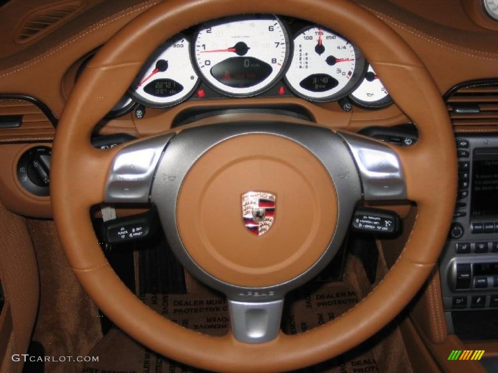 2008 Porsche 911 Targa 4S Natural Brown Steering Wheel Photo #39450218