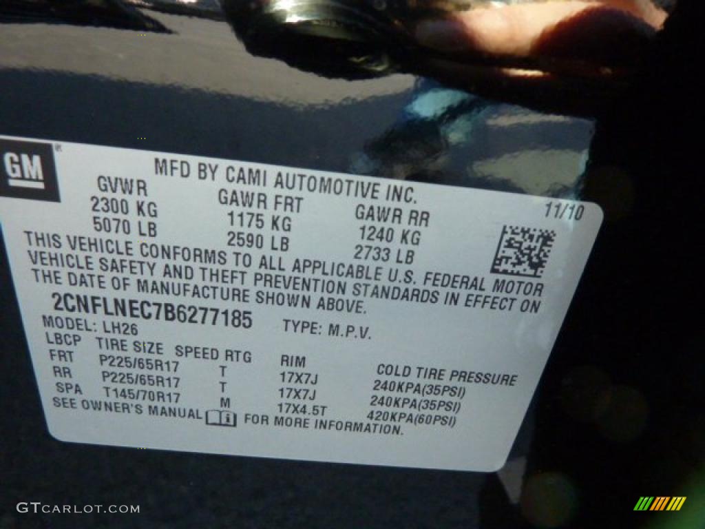 2011 Chevrolet Equinox LT AWD Info Tag Photo #39450454