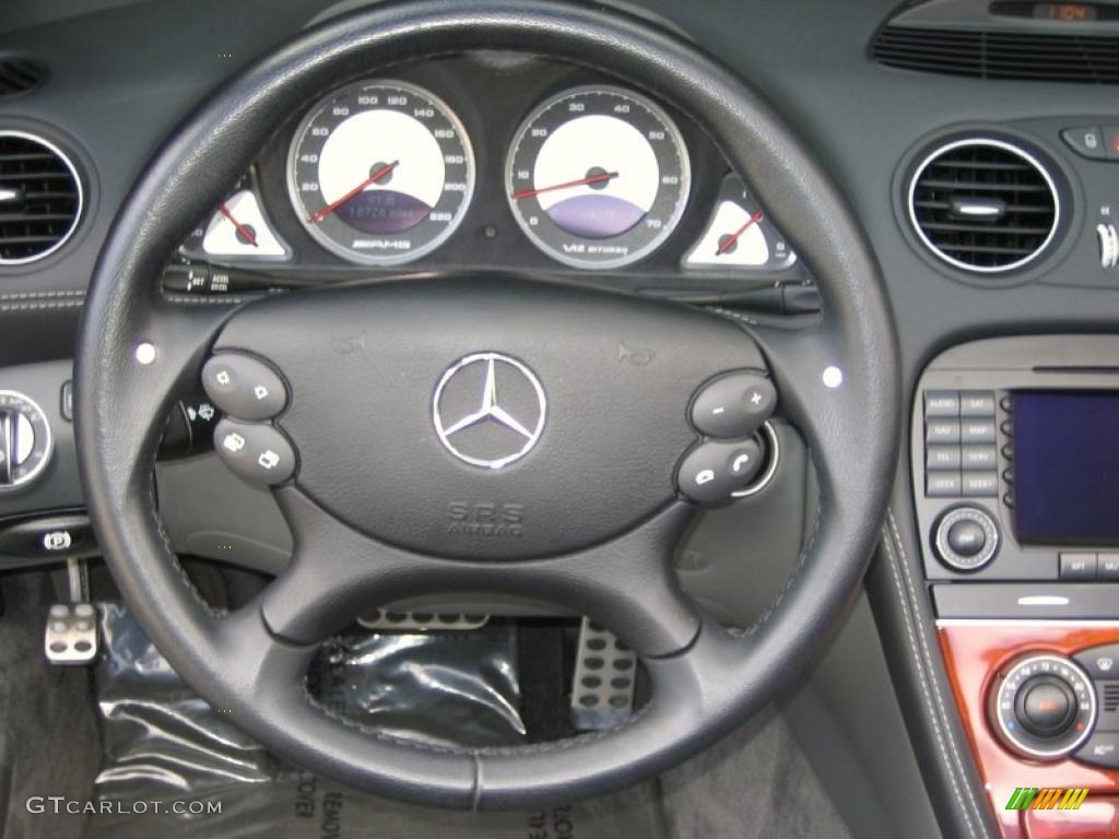 2005 Mercedes-Benz SL 65 AMG Roadster Charcoal Steering Wheel Photo #39451958