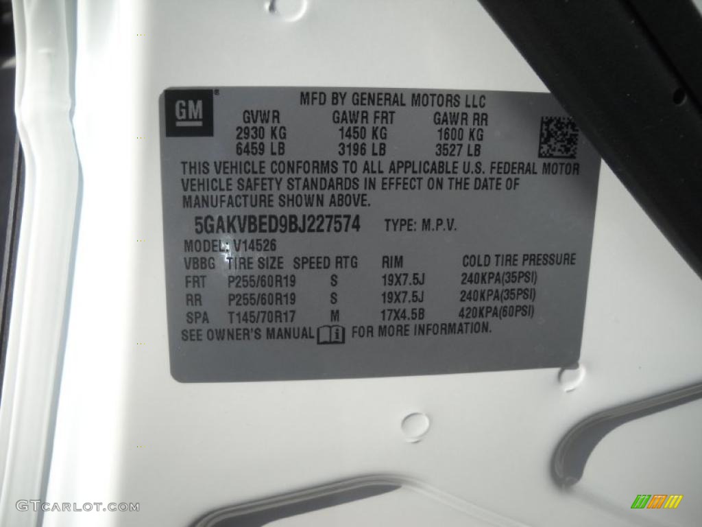 2011 Buick Enclave CXL AWD Info Tag Photos