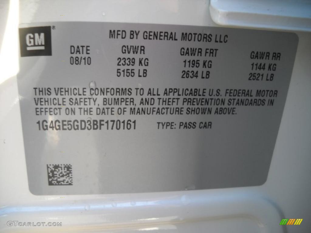 2011 Buick LaCrosse CXS Info Tag Photo #39452770