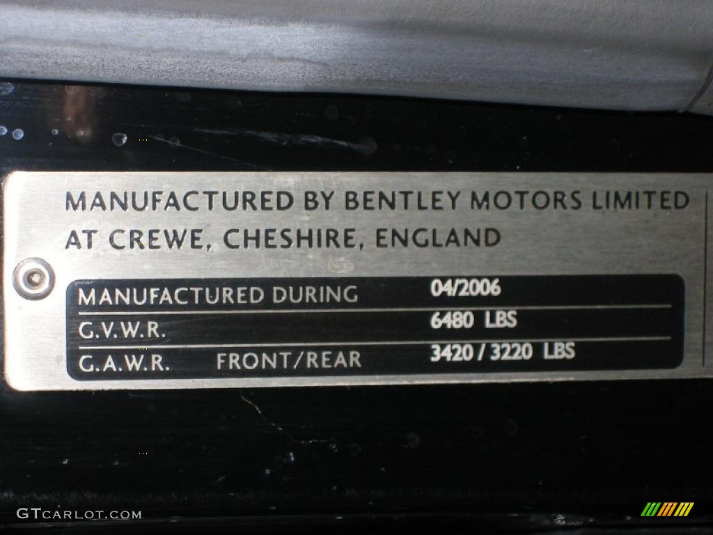 2006 Bentley Continental Flying Spur Standard Continental Flying Spur Model Info Tag Photo #39454942