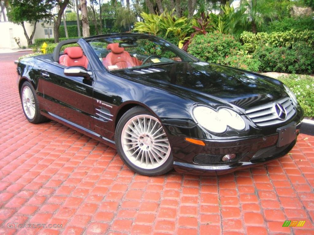2006 SL 55 AMG Roadster - Black / Berry Red/Charcoal photo #1