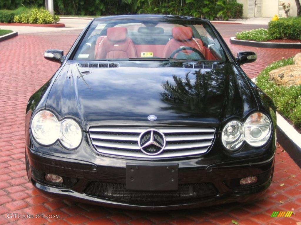 2006 SL 55 AMG Roadster - Black / Berry Red/Charcoal photo #7
