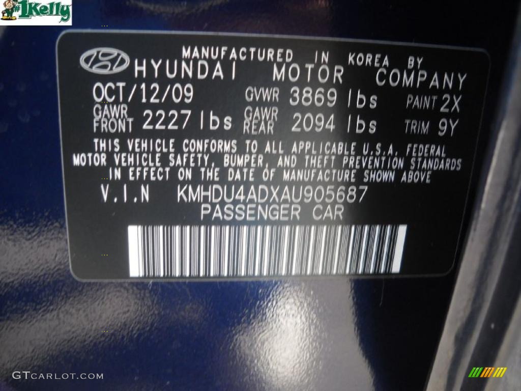 2010 Elantra GLS - Regatta Blue / Gray photo #10