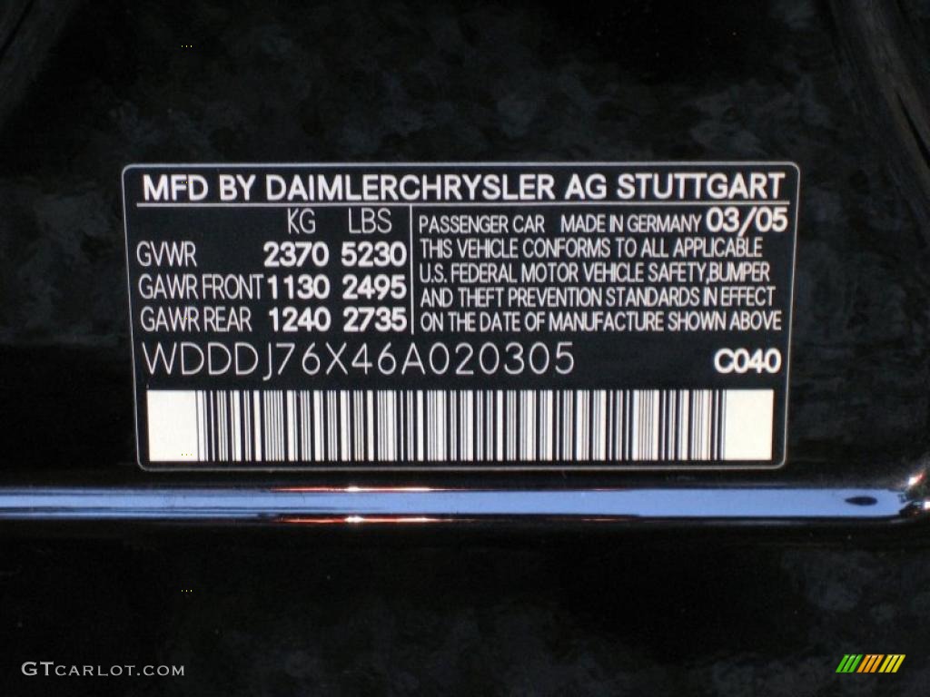 2006 Mercedes-Benz CLS 55 AMG Info Tag Photos