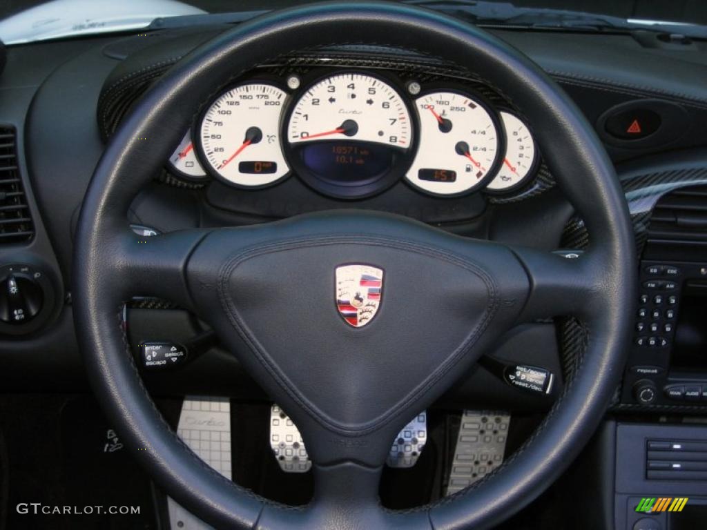 2004 Porsche 911 Turbo Cabriolet Black Steering Wheel Photo #39460834