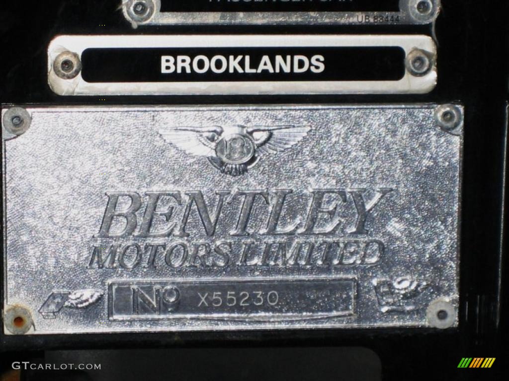 1995 Bentley Brooklands Sedan Info Tag Photo #39462770