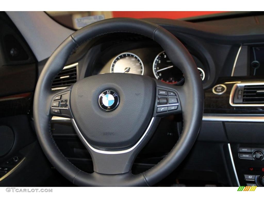 2010 BMW 5 Series 535i Gran Turismo Black Steering Wheel Photo #39472006
