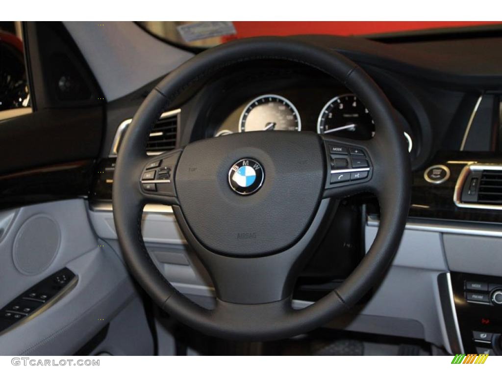 2010 BMW 5 Series 535i Gran Turismo Everest Gray Dakota Leather Steering Wheel Photo #39472482