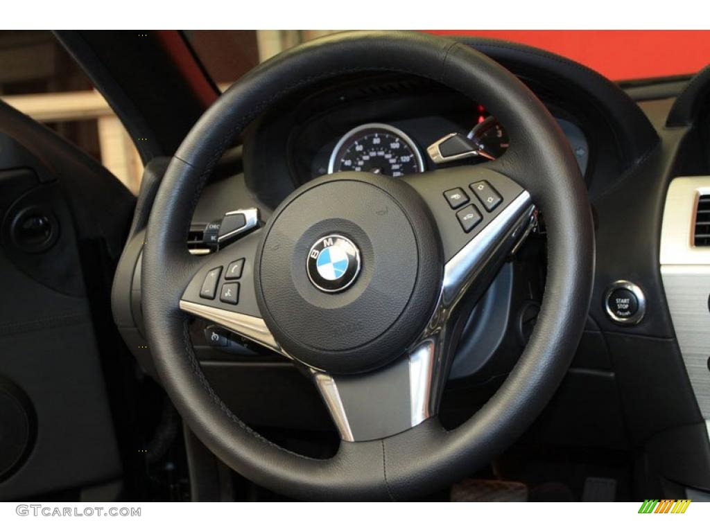 2010 BMW 6 Series 650i Convertible Black Steering Wheel Photo #39472918