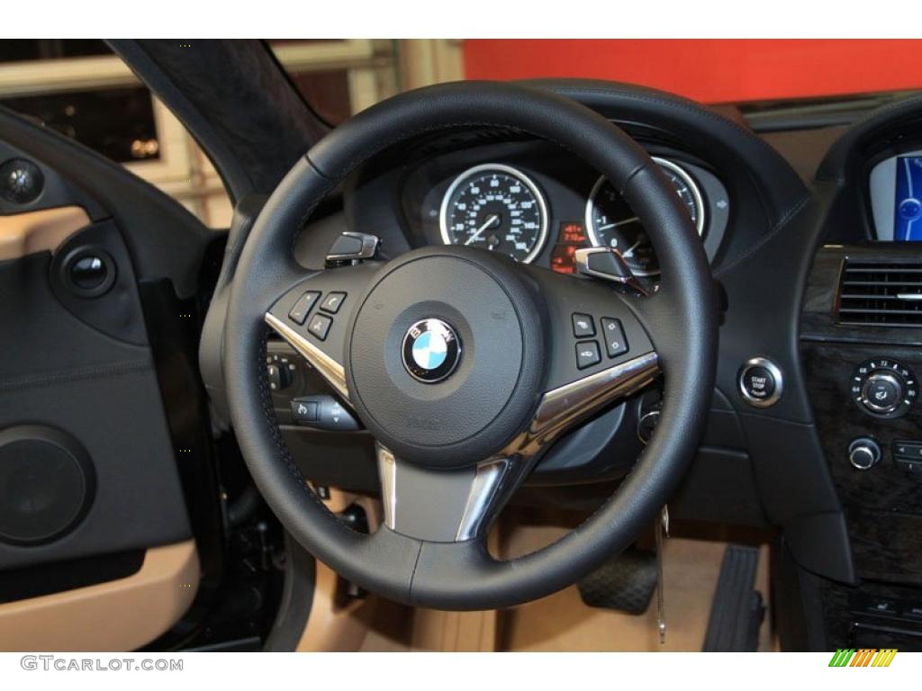 2010 BMW 6 Series 650i Coupe Saddle Brown Steering Wheel Photo #39473374