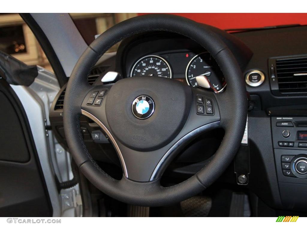 2010 BMW 1 Series 128i Coupe Black Steering Wheel Photo #39473586