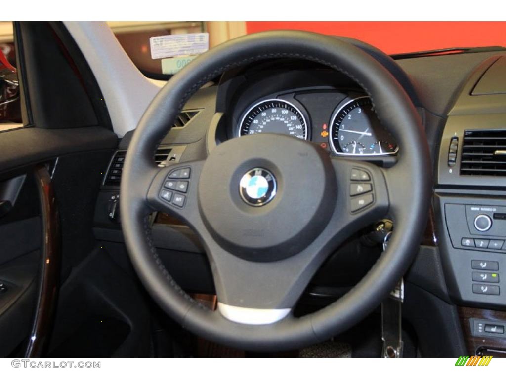 2010 BMW X3 xDrive30i Black Steering Wheel Photo #39473826