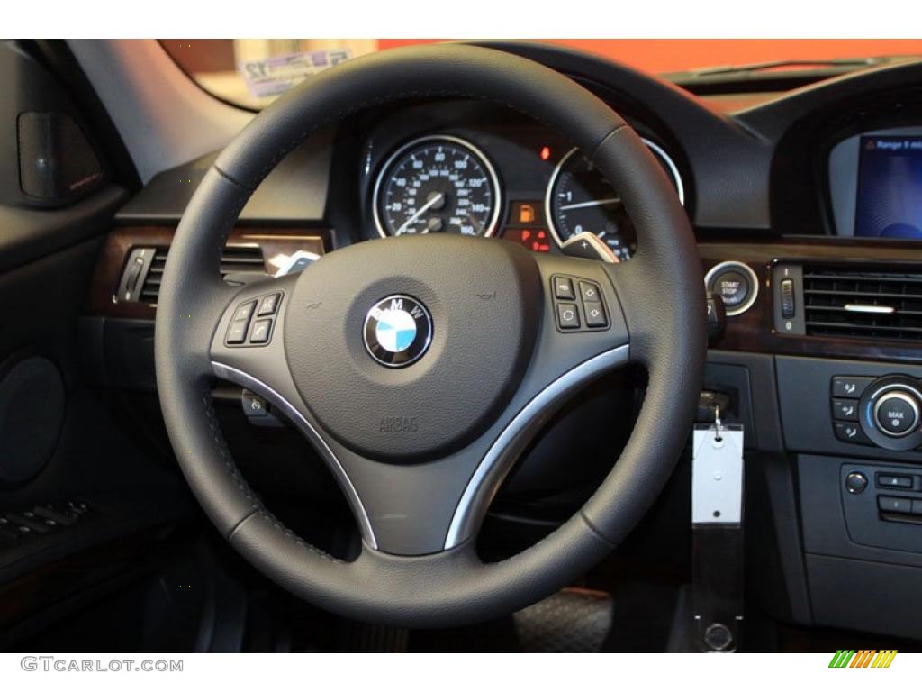 2011 BMW 3 Series 335d Sedan Black Steering Wheel Photo #39475074