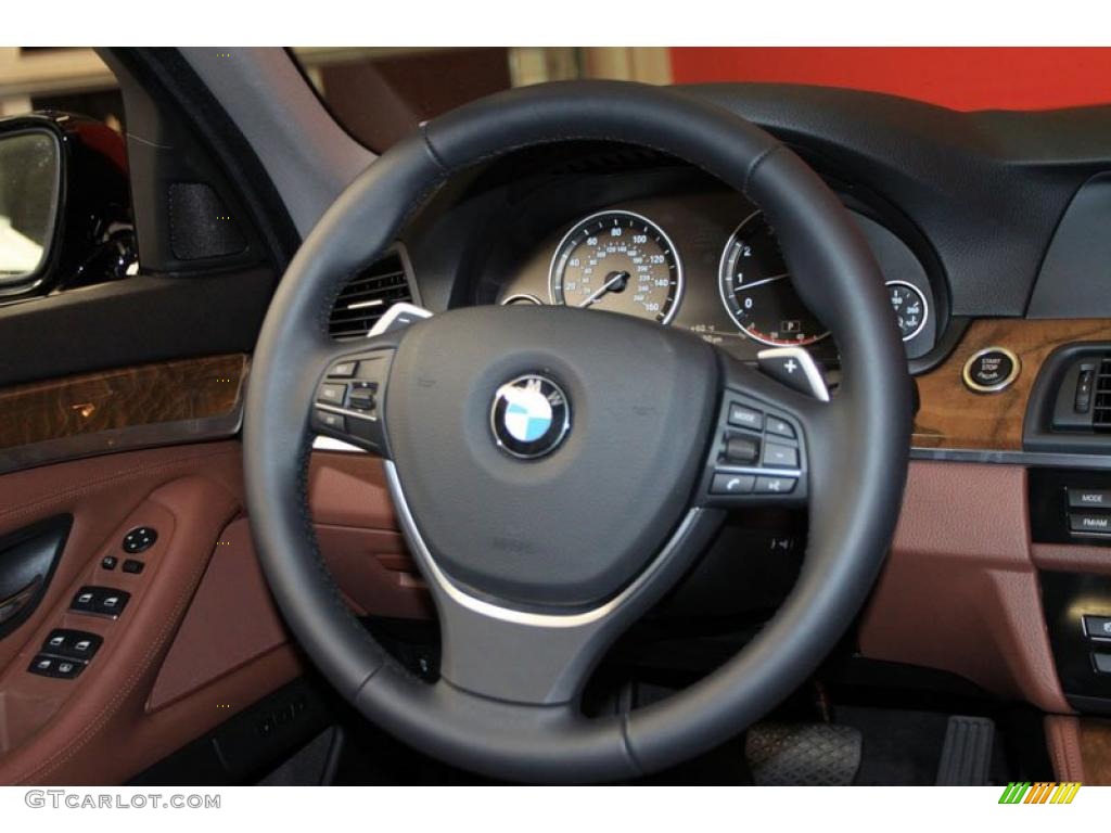 2011 BMW 5 Series 528i Sedan Cinnamon Brown Steering Wheel Photo #39476275