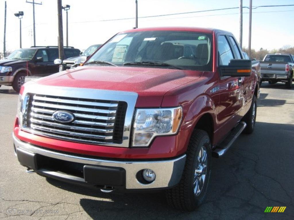 2010 F150 XLT SuperCab 4x4 - Red Candy Metallic / Medium Stone photo #2