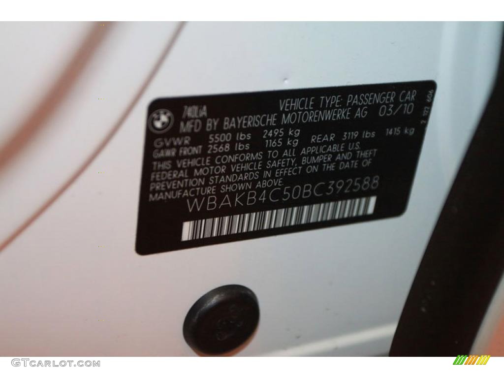 2011 7 Series 740Li Sedan - Alpine White / Black photo #7
