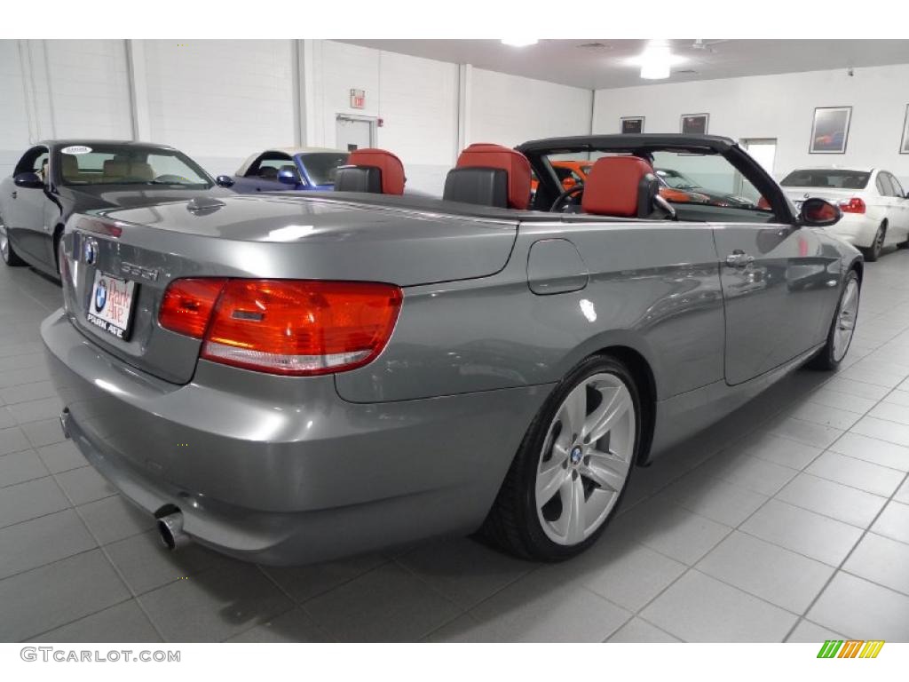 2008 3 Series 335i Convertible - Space Grey Metallic / Coral Red/Black photo #14