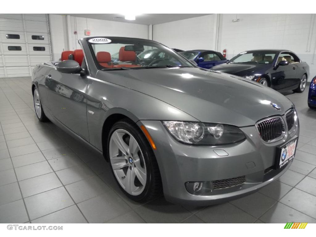 2008 3 Series 335i Convertible - Space Grey Metallic / Coral Red/Black photo #16