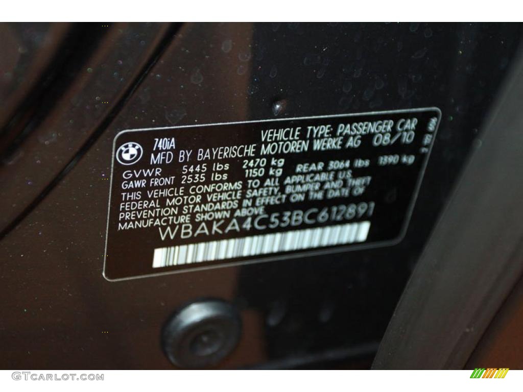 2011 BMW 7 Series 740i Sedan Info Tag Photo #39479318