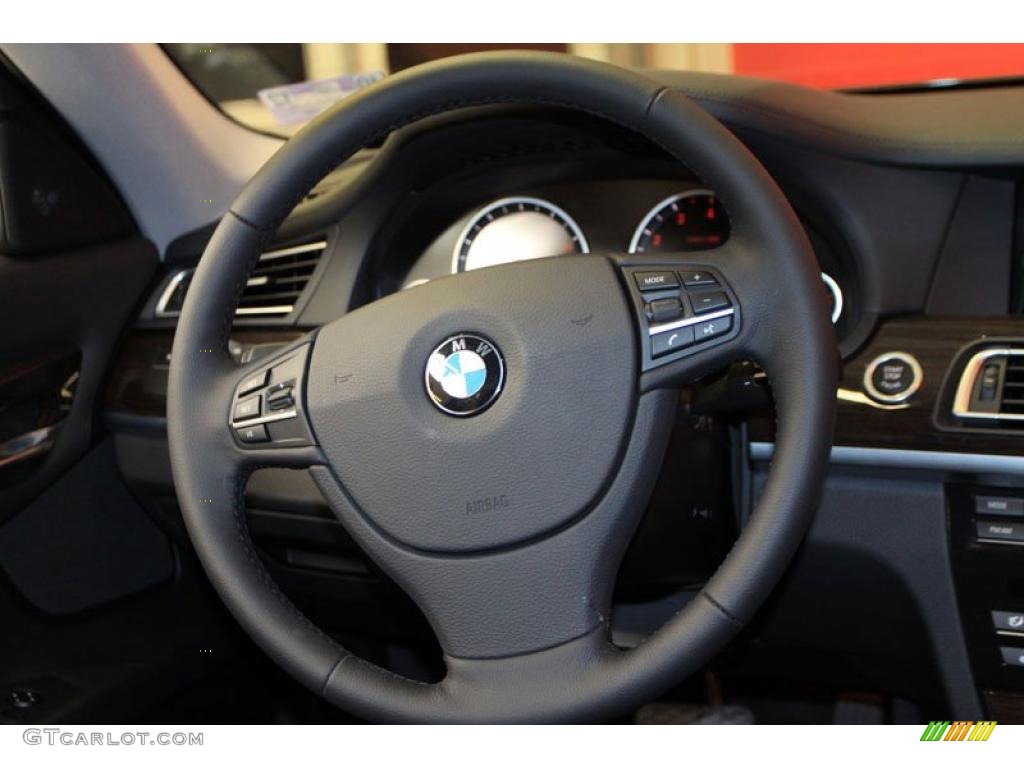 2011 BMW 7 Series 740i Sedan Black Steering Wheel Photo #39479446