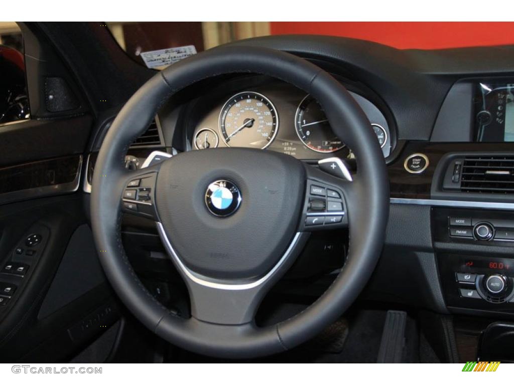2011 BMW 5 Series 550i Sedan Black Steering Wheel Photo #39479546