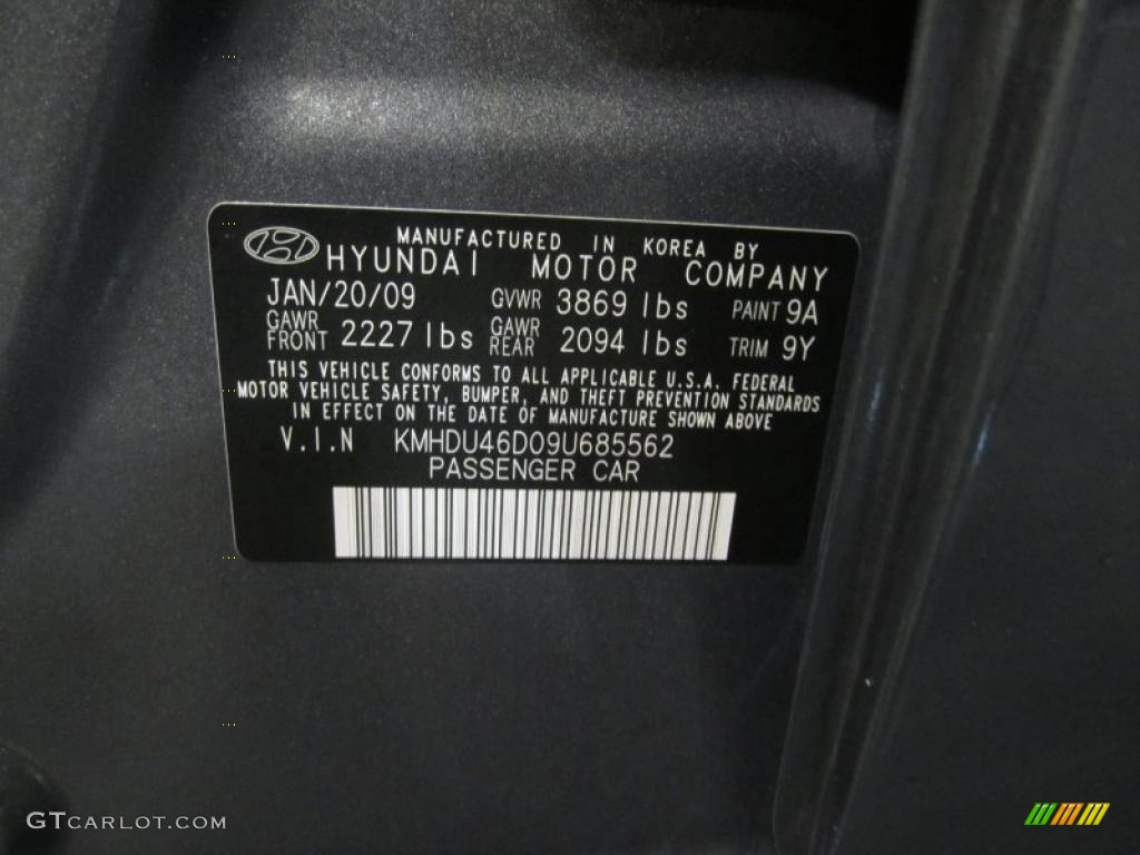 2009 Elantra GLS Sedan - Carbon Gray / Gray photo #11