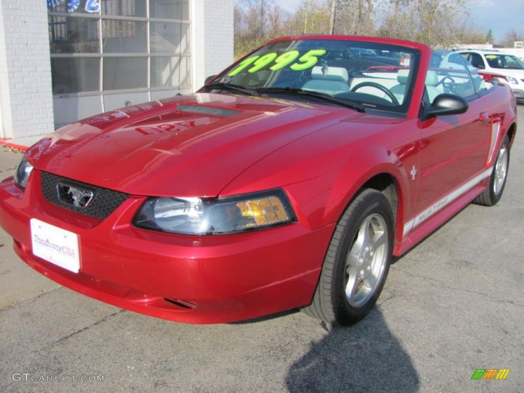 2002 Mustang V6 Convertible - Laser Red Metallic / Oxford White photo #1