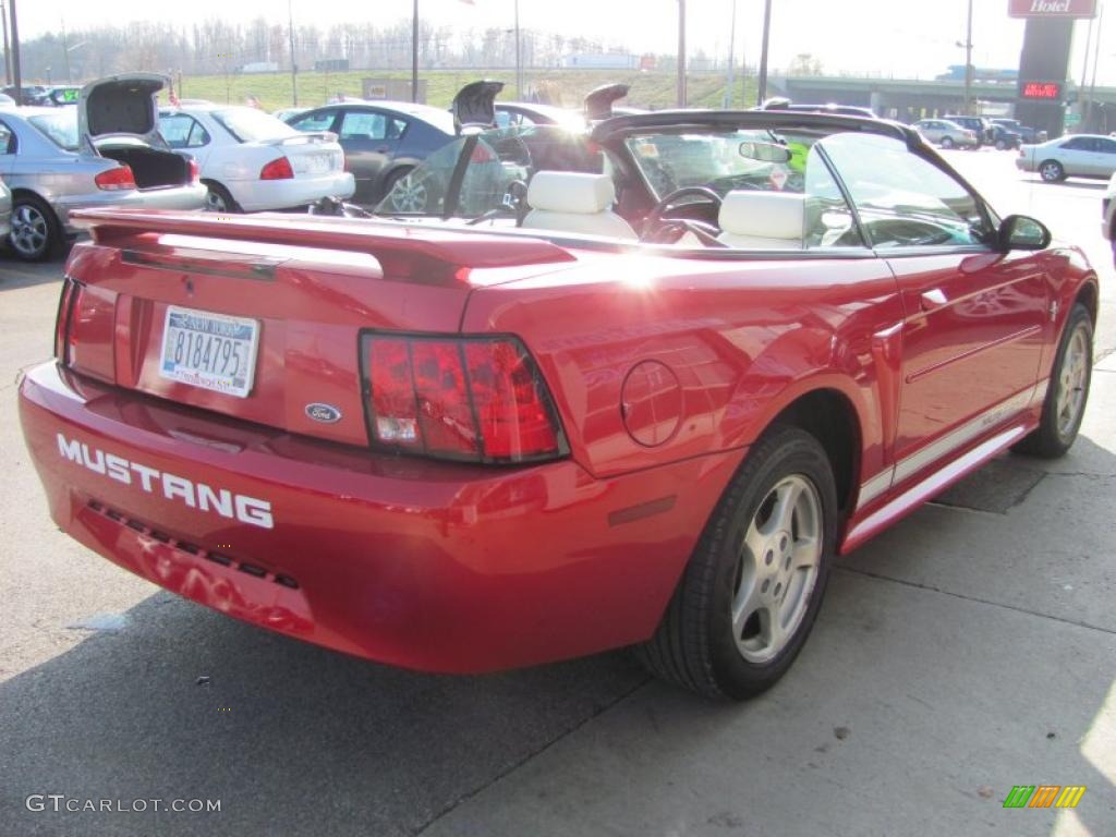 2002 Mustang V6 Convertible - Laser Red Metallic / Oxford White photo #2