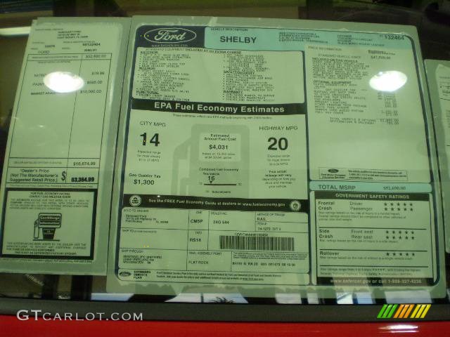 2009 Ford Mustang Shelby GT500 Convertible Window Sticker Photo #394851
